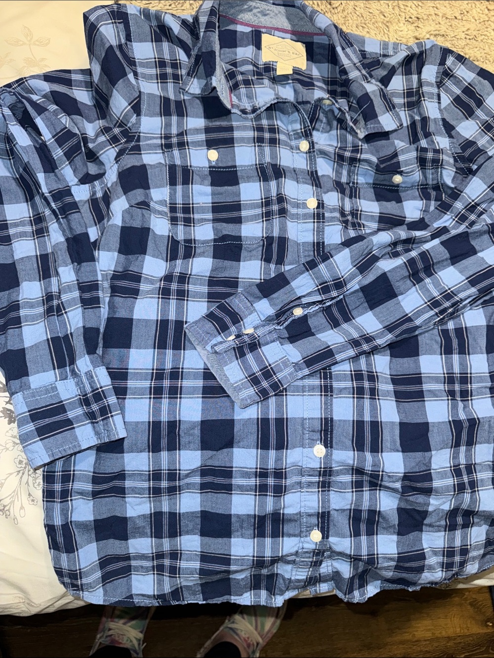 Women’s St. John Bay Blue Plaid Button-Up Shirt